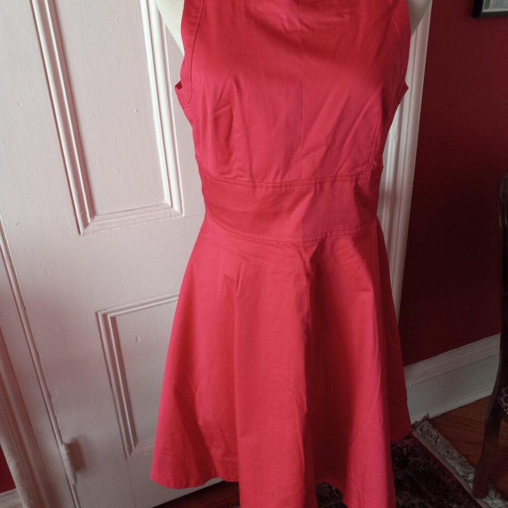 FRENCH CONNECTION DEEP CORAL COTTON SLEEVELESS DRESS NEW NWOT 8 - Picture 3 of 11
